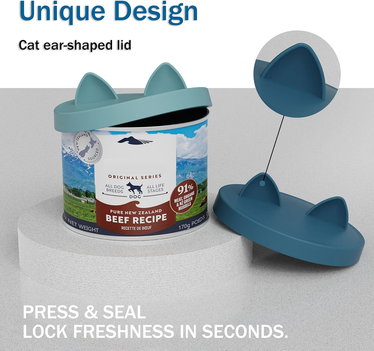 OHMO 2 Pack Pet Food Can Lids, (12.5-14oz) BPA Free Silicone Covers for Cat and Dog Food Cans