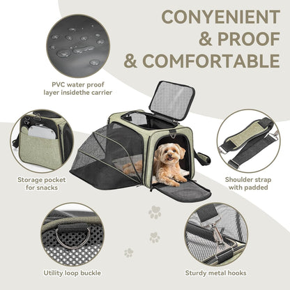 Petsfit Expandable Cat Carrier Dog Carrier,Airline Approved Soft-Sided Portable Pet Travel Washable