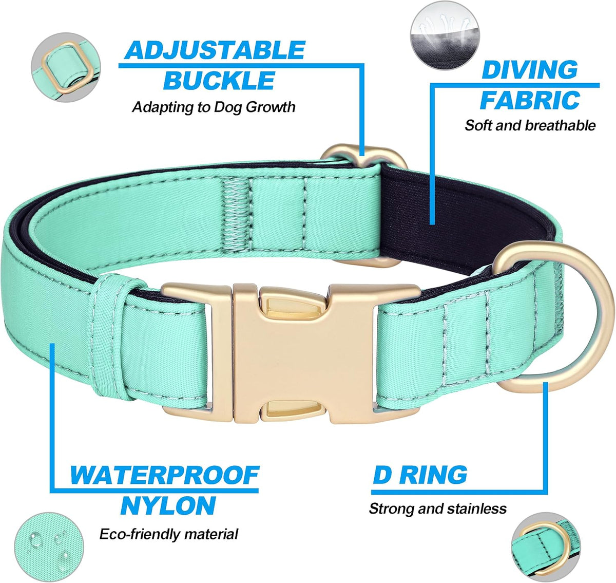 Didog Soft Padded Dog Collars for Small Dogs, Colorful and Durable Dog Collar with Quick Release