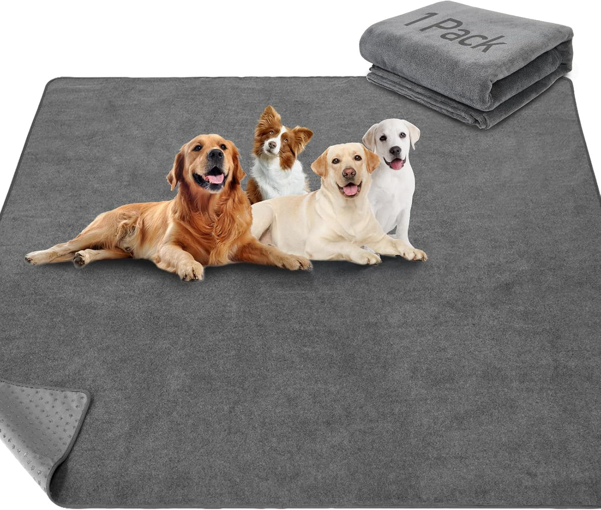 LOOBANI Non-Slip Washable Pee Pad for Dogs, 1 Pack Extra Large Reusable Dog Mat for Floor, Fast