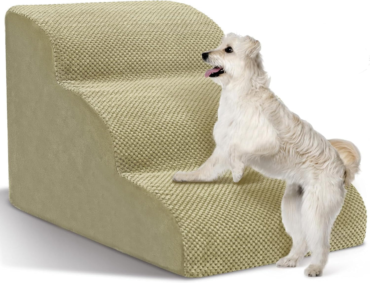 Dog Stairs for Small Dogs - High Density Foam Pet Steps, Extra Wide Dog Ramp with Non-Slip Bottom