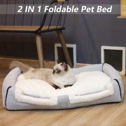 Cat Bed for Indoor Cats，Foldable cat cave，Anti-Slip & Water-Resistant Bottom，cat Houses for Indoor