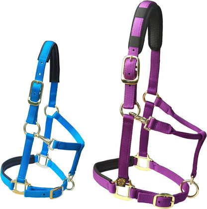 T TEKE Adjustable Horse Halters by Heavy Duty Soft Nylon, Padded with Anti-rubbing Waffle Neoprene