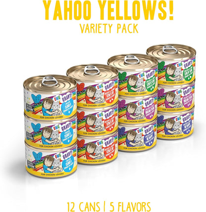 Weruva B.F.F. OMG - Best Feline Friend Oh My Gravy, Yahoo Yellows Variety Pack, 2.8oz Can (Pack of