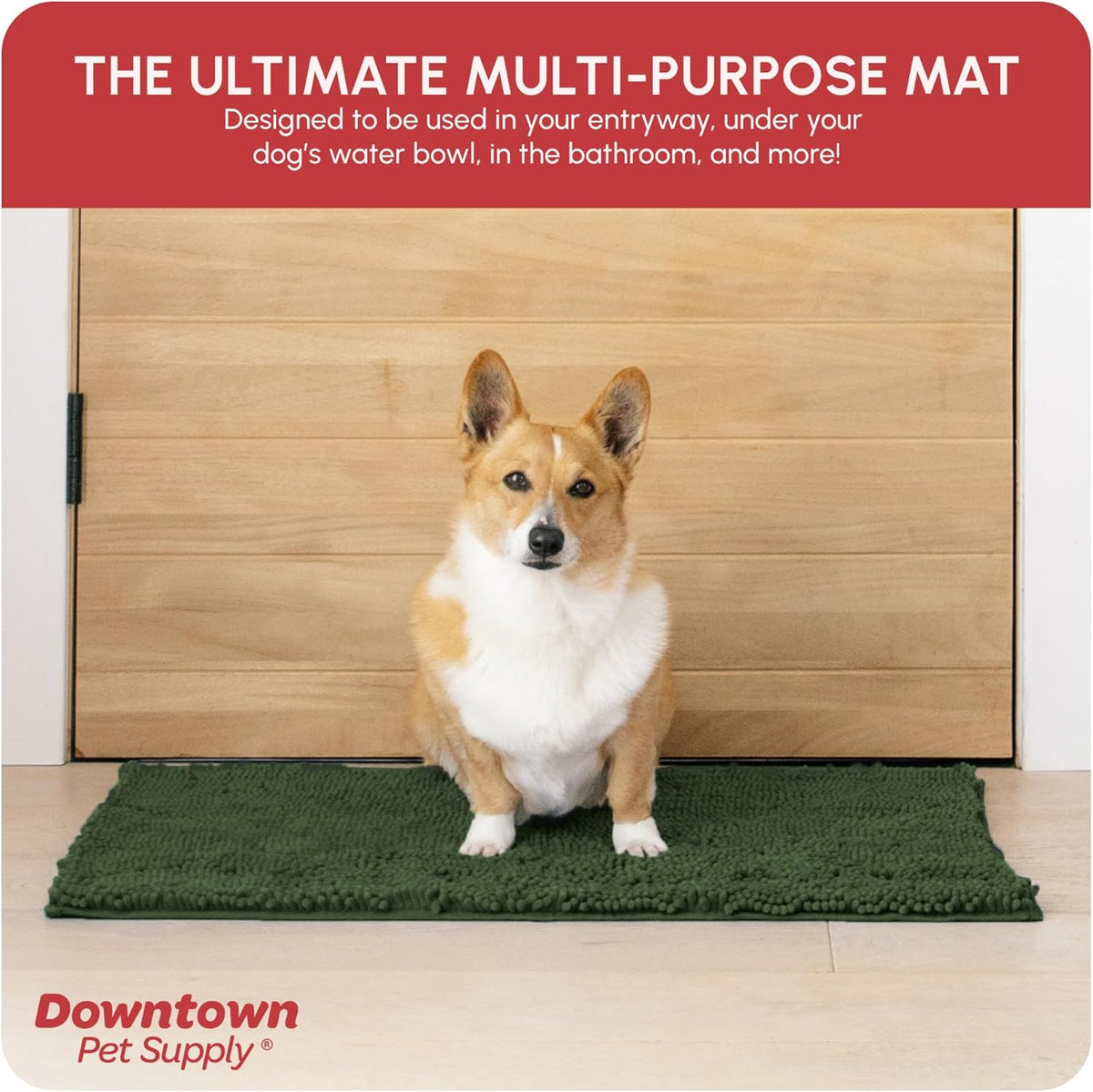 My Doggy Place Medium Chive Microfiber Dog Mat, 31" x 20", Rubber Backed, Absorbent, Quick Drying