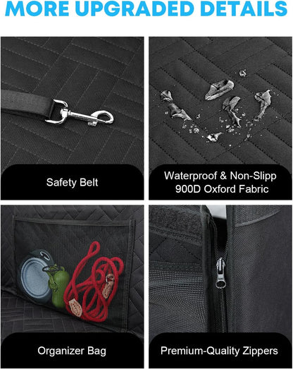 Kohree Dog Car Seat Cover for Medium Large Dogs, Hard Bottom Dog Car Seat Cover for Back Seat
