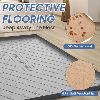 URMONA Large Dog Food Mat, 40" x 22" Pet Food Mat, Waterproof Dog Cat Food Mat with Raised Edges