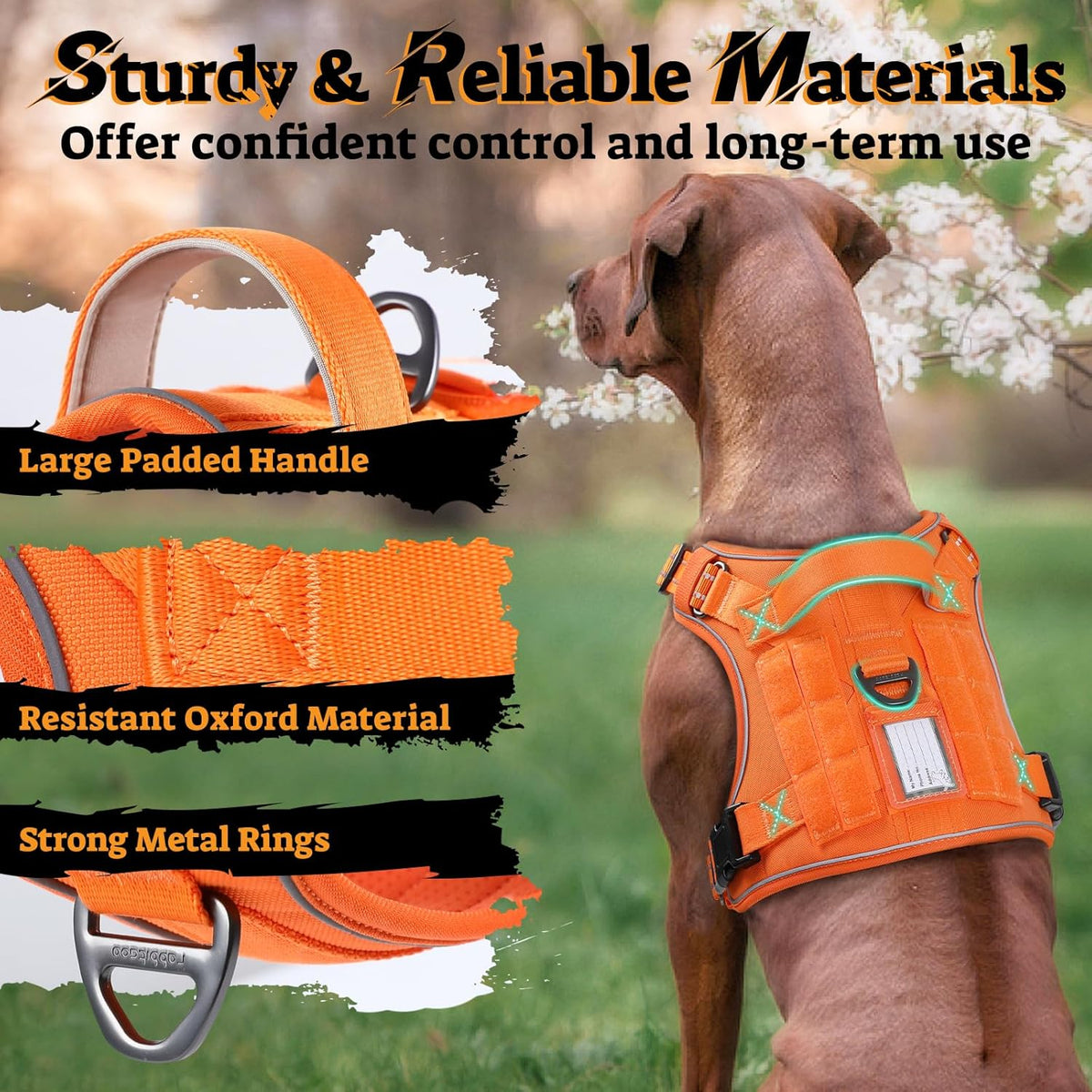 rabbitgoo Dog Harness Medium Sized No Pull, Tactical Service Pet Vest with Molle and Control