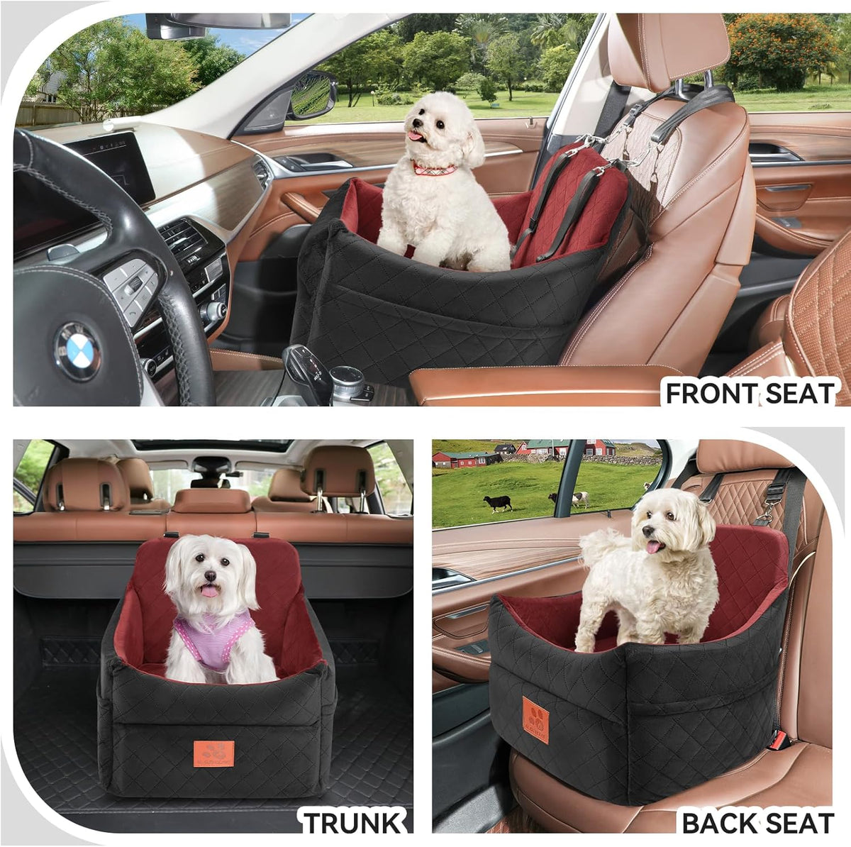 Dog Car Seat for Small/Medium Dogs, Dog Booster Car Seats with Thick Cushion for Dogs Under 35lbs