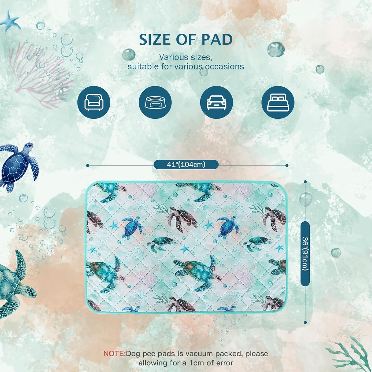 IEUUMLER Washable Pee Pads for Dogs, 2 Pack Reusable Waterproof Puppy Pads, Non-Slip Super