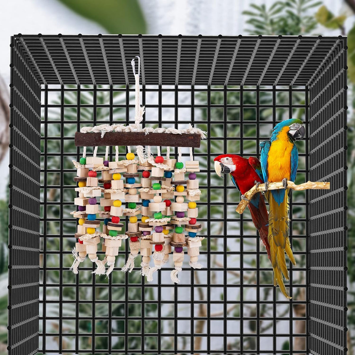 Deloky Large Bird Parrot Chewing Toy -Natural Wooden Blocks Bird Parrot Tearing Toys Suggested for