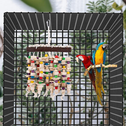 Deloky Large Bird Parrot Chewing Toy -Natural Wooden Blocks Bird Parrot Tearing Toys Suggested for