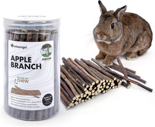 Niteangel Apple Sticks Natural Chew Toys for Rabbits, Chinchilla, Guinea Pigs, Hamsters and Other