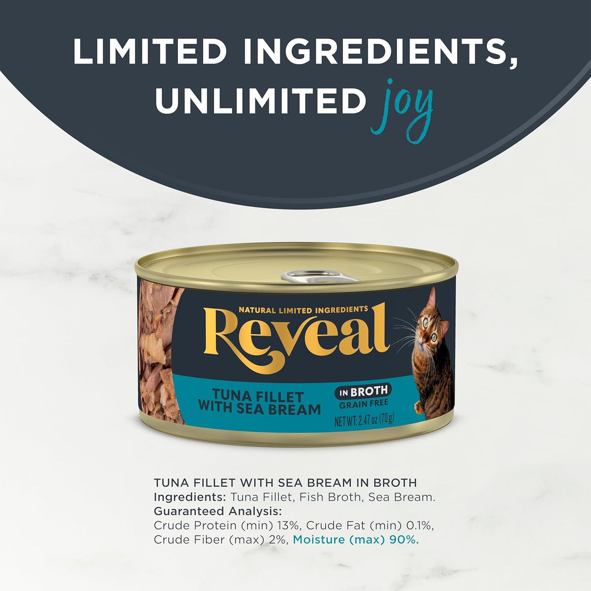 Reveal Natural Wet Cat Food, 24 Count, Grain Free, Limited Ingredient Canned Food for Cats, Tuna