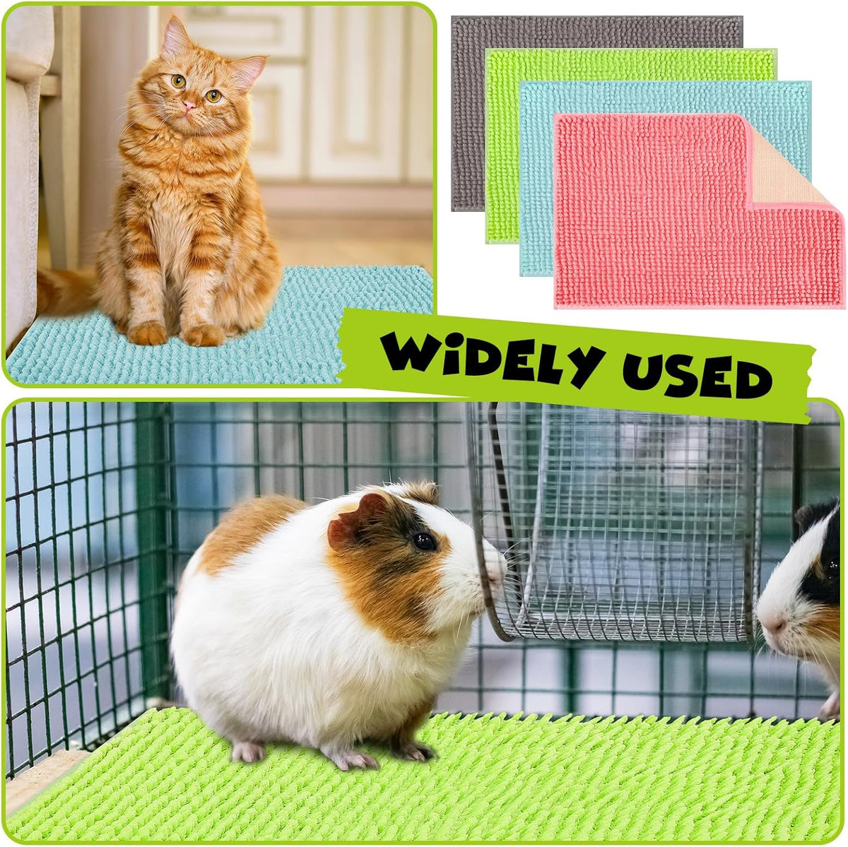 Barydat 8 Pcs Guinea Pig Cage Liner for Guinea Pig Cage Bedding Reusable Rabbit Mat Pad Washable