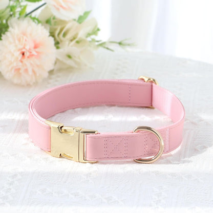 PET ARTIST Soft PU Leather Dog Collar, Bright & Classic Pink Dog Collar with Quick Release Rose