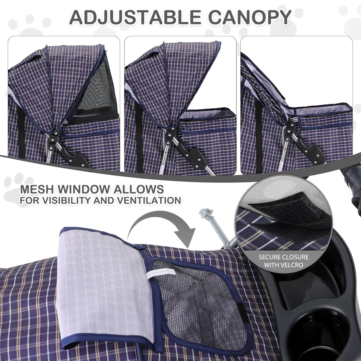 MoNiBloom 3 Wheels Pet Dog Cat Stroller for Small Medium Dogs Cats, Lightweight Foldable Jogger
