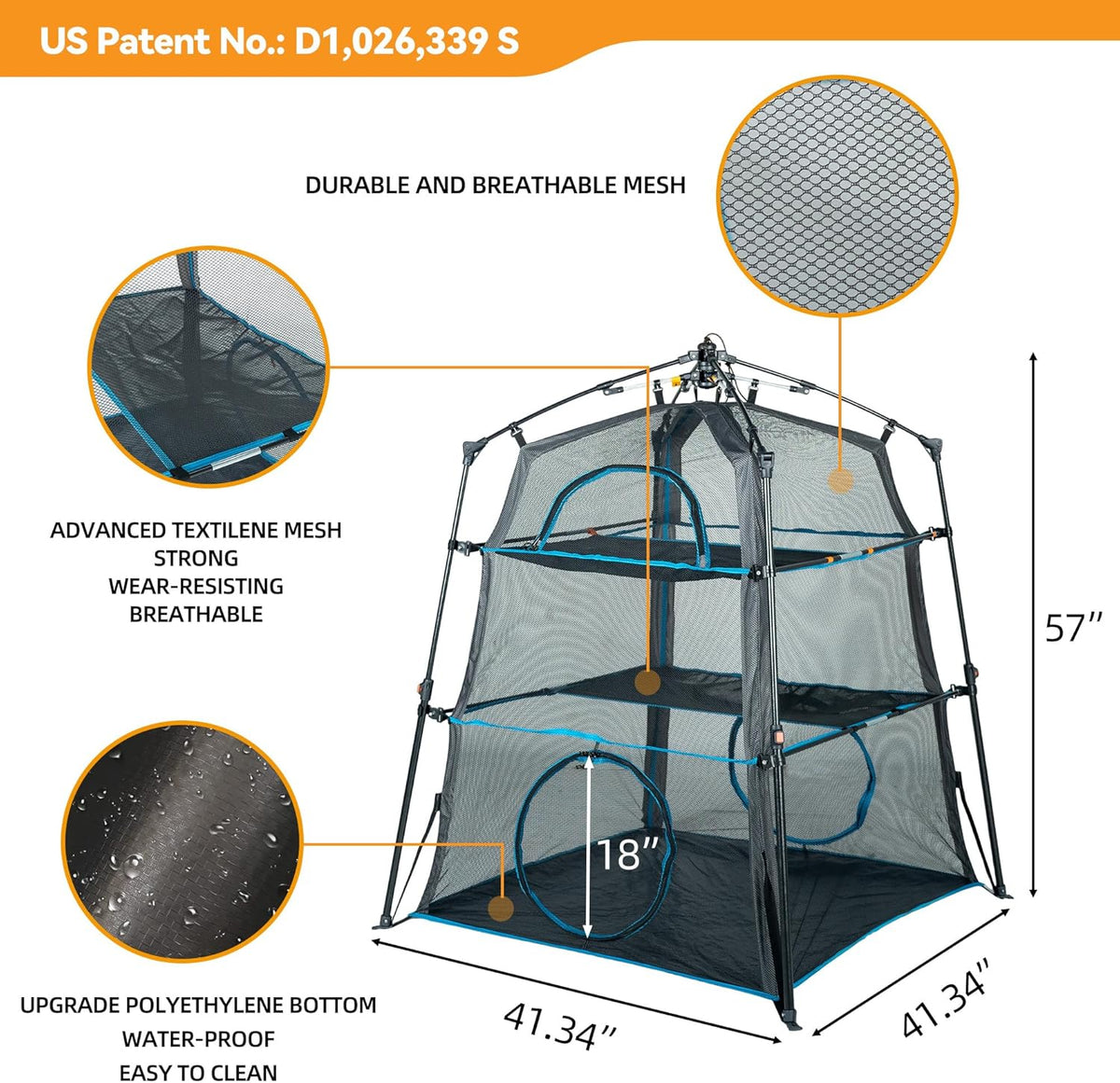 X-Large Catio Outdoor Cat Enclosure,3-Tier Spacious Outdoor Cat Tent for Indoors and