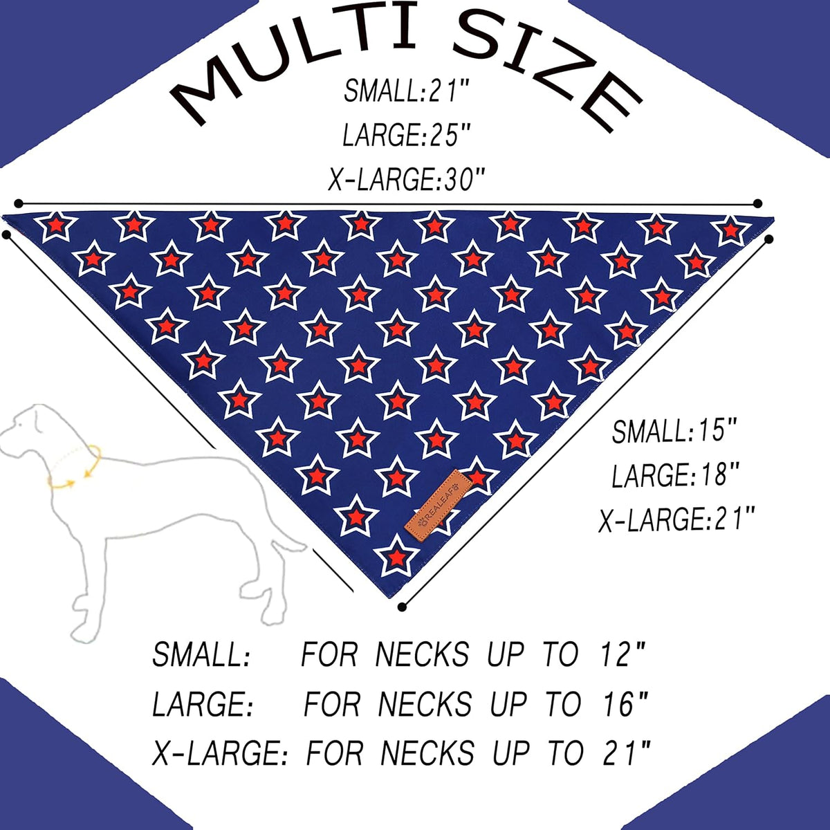 Realeaf American Flag Dog Bandanas 2 Pack, Triangle Reversible 4th of July Pet Scarf for Boy and