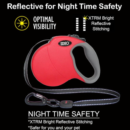 DOCO Retractable Dog Leash for Large Dogs (Length - 16’, Weight - Upto 45lb) Reflective Tape Lead
