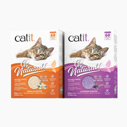 Catit - Go Natural Pea Husk Clumping Cat Litter - Lightweight, Dust Free, Easy Cleaning & Scooping