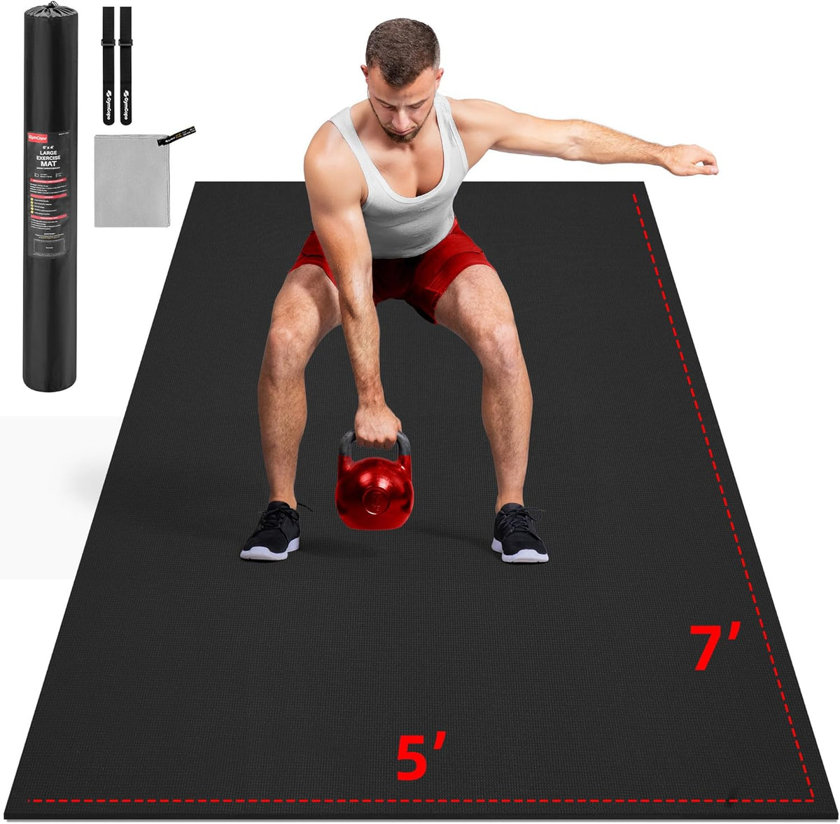 Extra Large Exercise Mat, 10'x6'/9'x6'/8'x6'/7'x5'/6'x4' (8mm/10mm) Thick Workout Mat for Home Gym