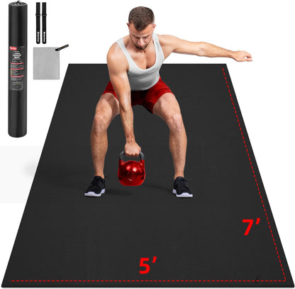 Extra Large Exercise Mat, 10'x6'/9'x6'/8'x6'/7'x5'/6'x4' (8mm/10mm) Thick Workout Mat for Home Gym