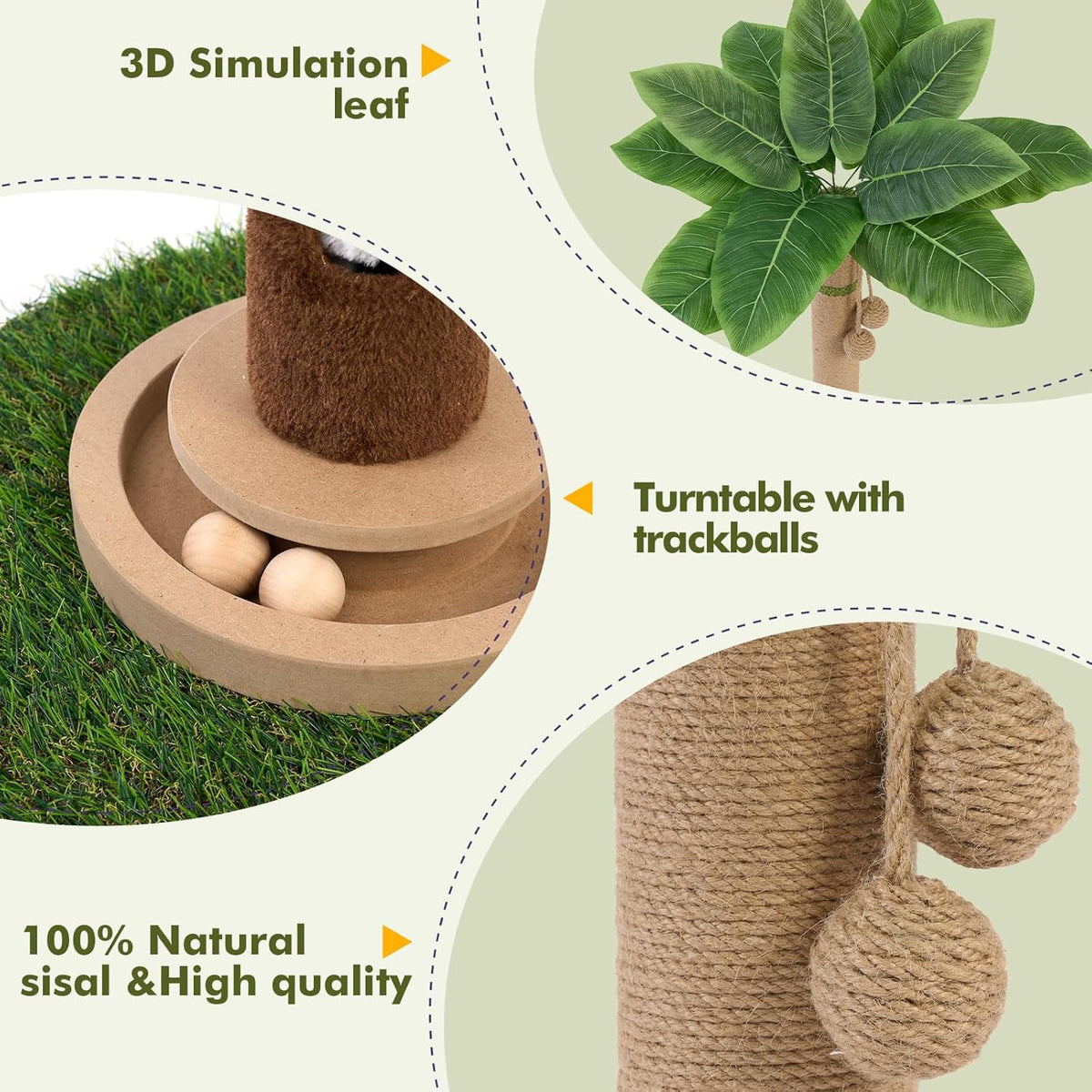 Cat Scratching Post 35'' Tall Cat Scratcher Tree Tower Scratching Posts for Indoor Cats with Cat