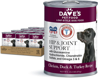 Dave's Pet Food Glucosamine Chondroitin for Dogs, Hip and Joint Support, Gluten-Free, Wet Senior
