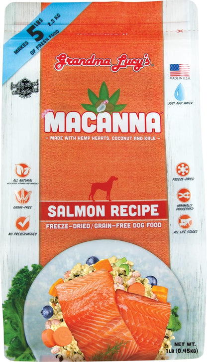 Grandma Lucy's Macanna Freeze Dried Grain Free Salmon Recipe Dog Food 1 Lbs, Model Number: