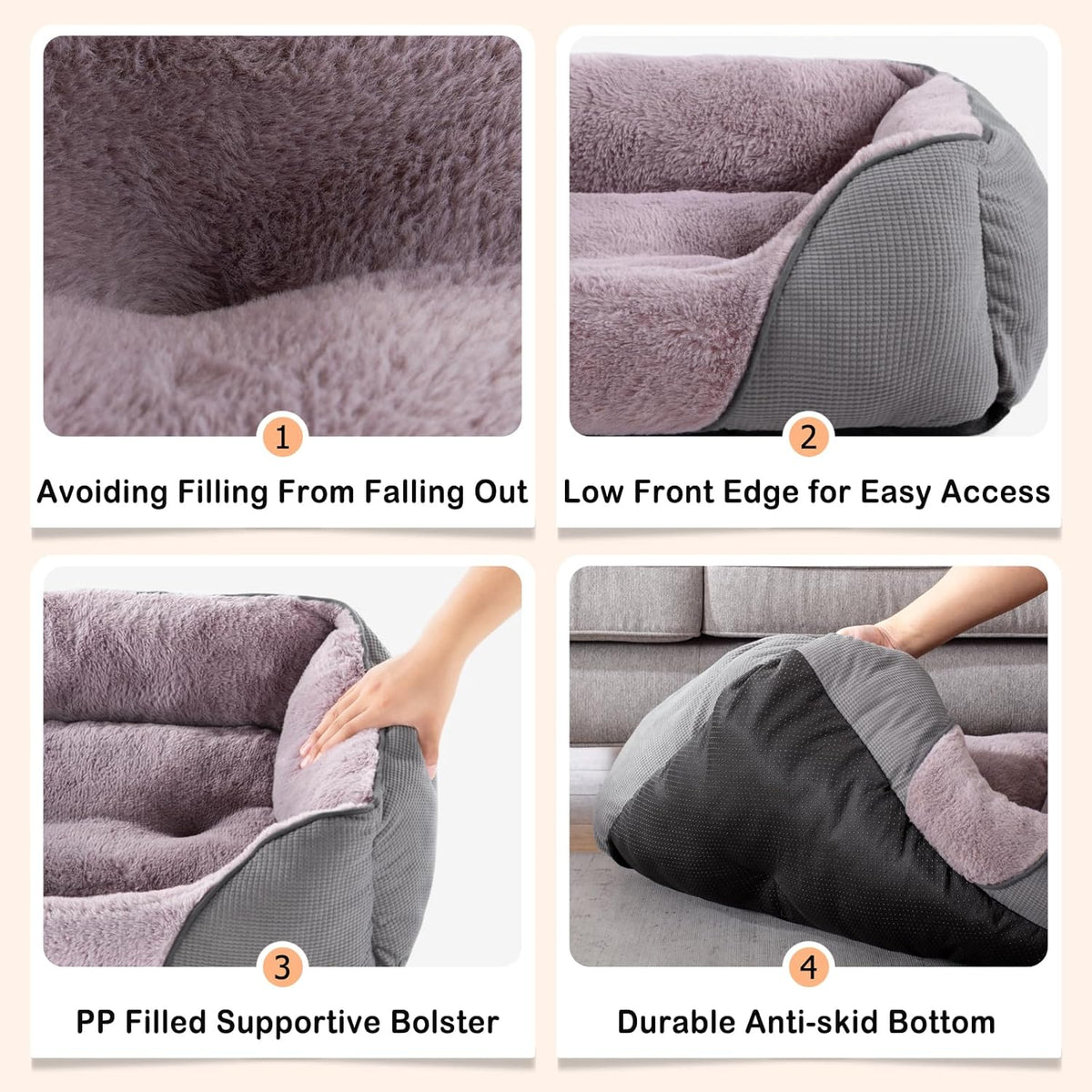 MIXJOY Dog Beds for Medium Dogs Washable, Calming Pet Bed Medium Size Dog, Soft Rectangle Pet Beds