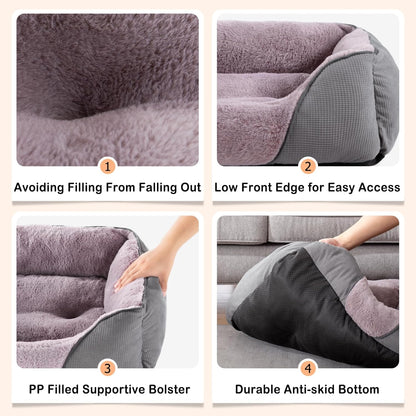 MIXJOY Dog Beds for Medium Dogs Washable, Calming Pet Bed Medium Size Dog, Soft Rectangle Pet Beds