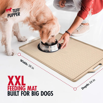 Tuff Pupper 36x24 XXL Dog Feeding Mat for Food and Water | Dog Food Mats for Floors | Waterproof