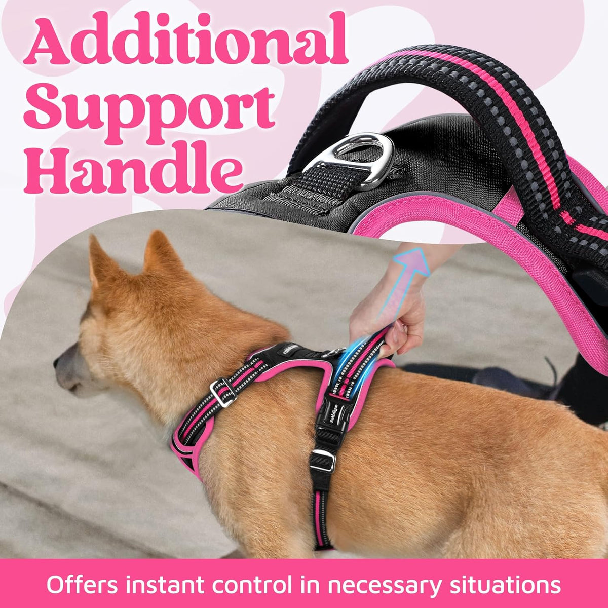 rabbitgoo Dog Harness for Large Dogs, No Pull Pet Vest with 3 Buckles, Adjustable Soft Padded Pet