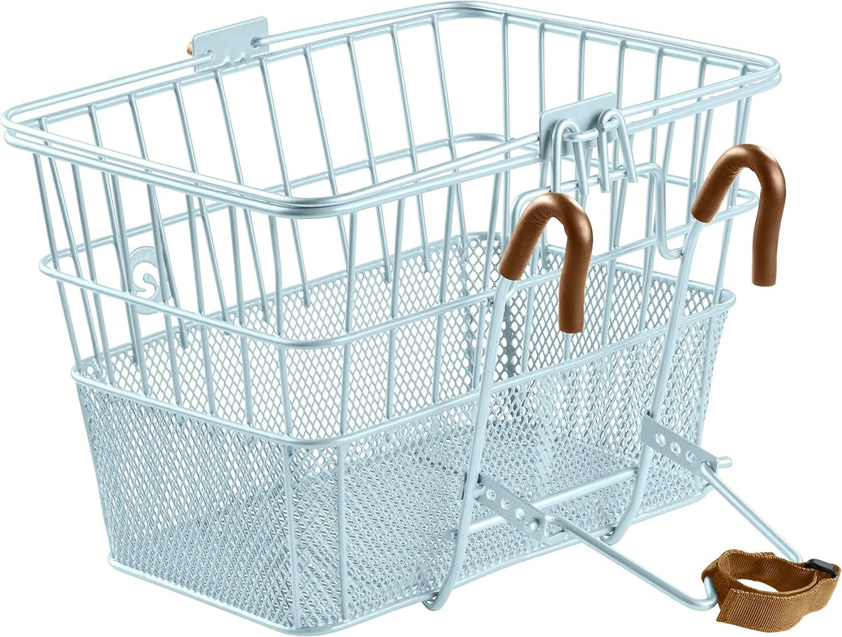 Retrospec Apollo Detachable Front Bike Basket Steel Half-Mesh with Integrated Detachable Hooks and