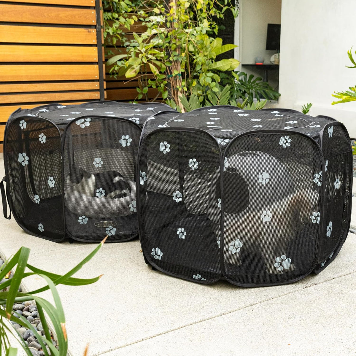 2-in-1 Cat Playpen, Pop Up Dog Pet Playpen for Indoor Outdoor Cats Enclosed, Portable Pet Playpen