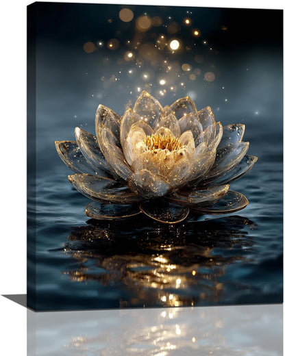 Zen Lotus Canvas Wall Art Mystical Lotus Bloom in Water Aesthetic Pictures Wall Decor Modern