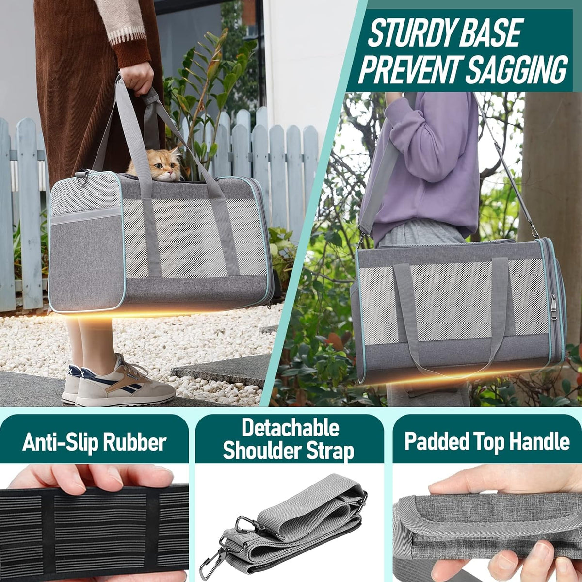 Pet Carrier for Large Cats 20 lbs+ / Soft Sided Small Dog Travel Carriers Top Load/Collapsible