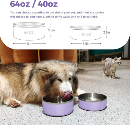 Dog Bowl, Stainless Steel Dog Food and Water Bowl with Non Slip Quiet Bottom, Easy to Clean