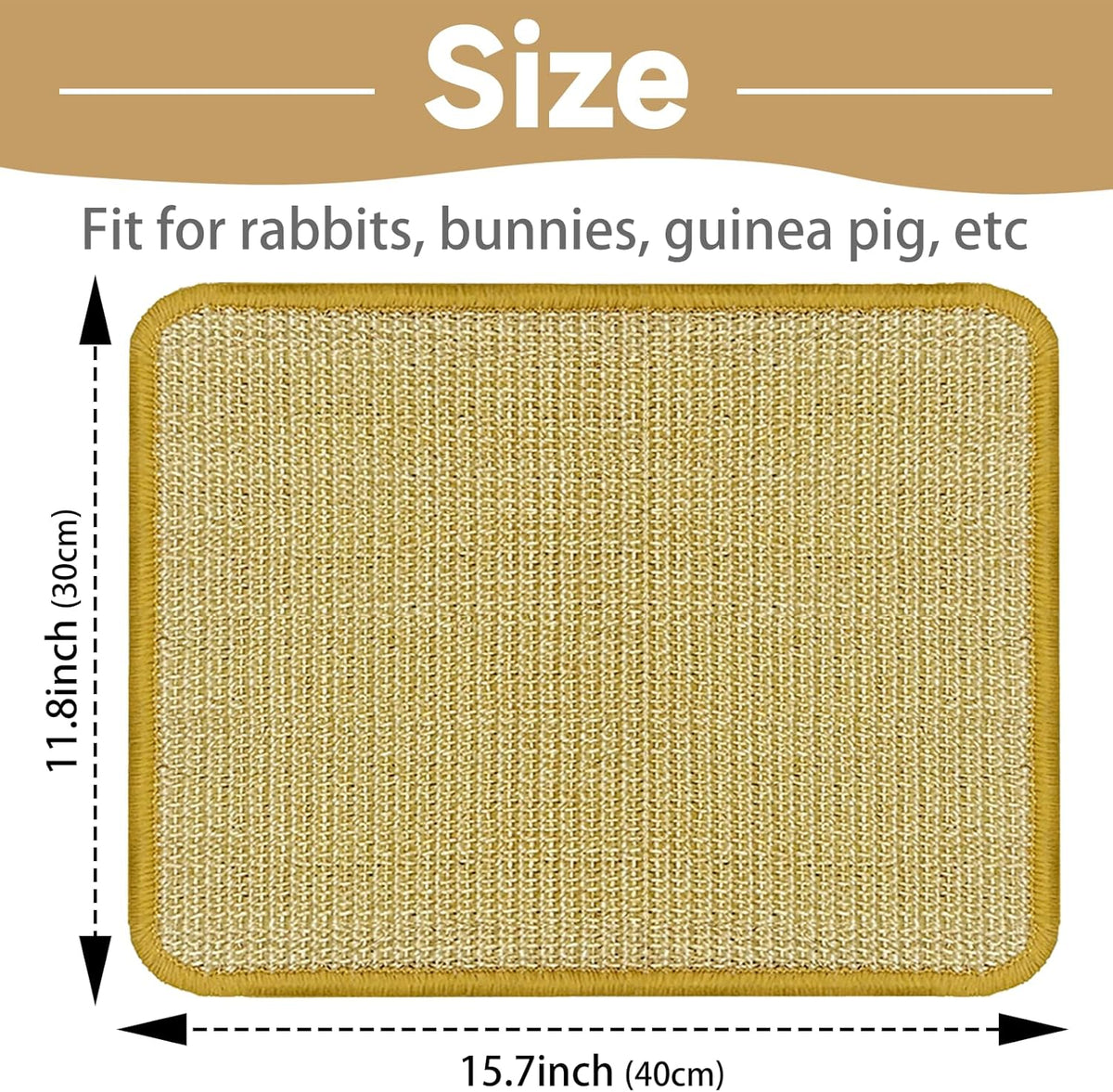 DYAUS Bunny Scratch Pad, Natural Sisal Rabbit Scratching Mat for Claws and Teeth Care, Indoor Bunny