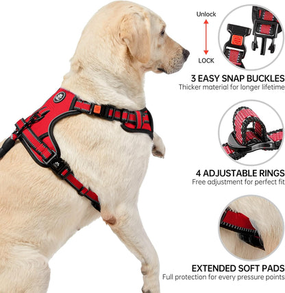 NESTROAD No Pull Dog Harness,Adjustable Oxford Dog Vest Harness with Leash,Reflective No-Choke Pet