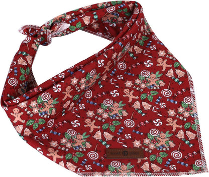 lionet paws Christmas Dog Bandana,Christmas Gingerbread Man Fabric Dogs Kerchief for Medium Large