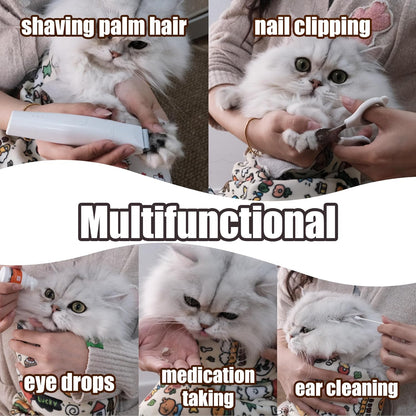 27.6" Cat Grooming Wrap Cat Wrap for Cutting Nails Cat Restraint for Nail Clipping Cat Swaddle Wrap