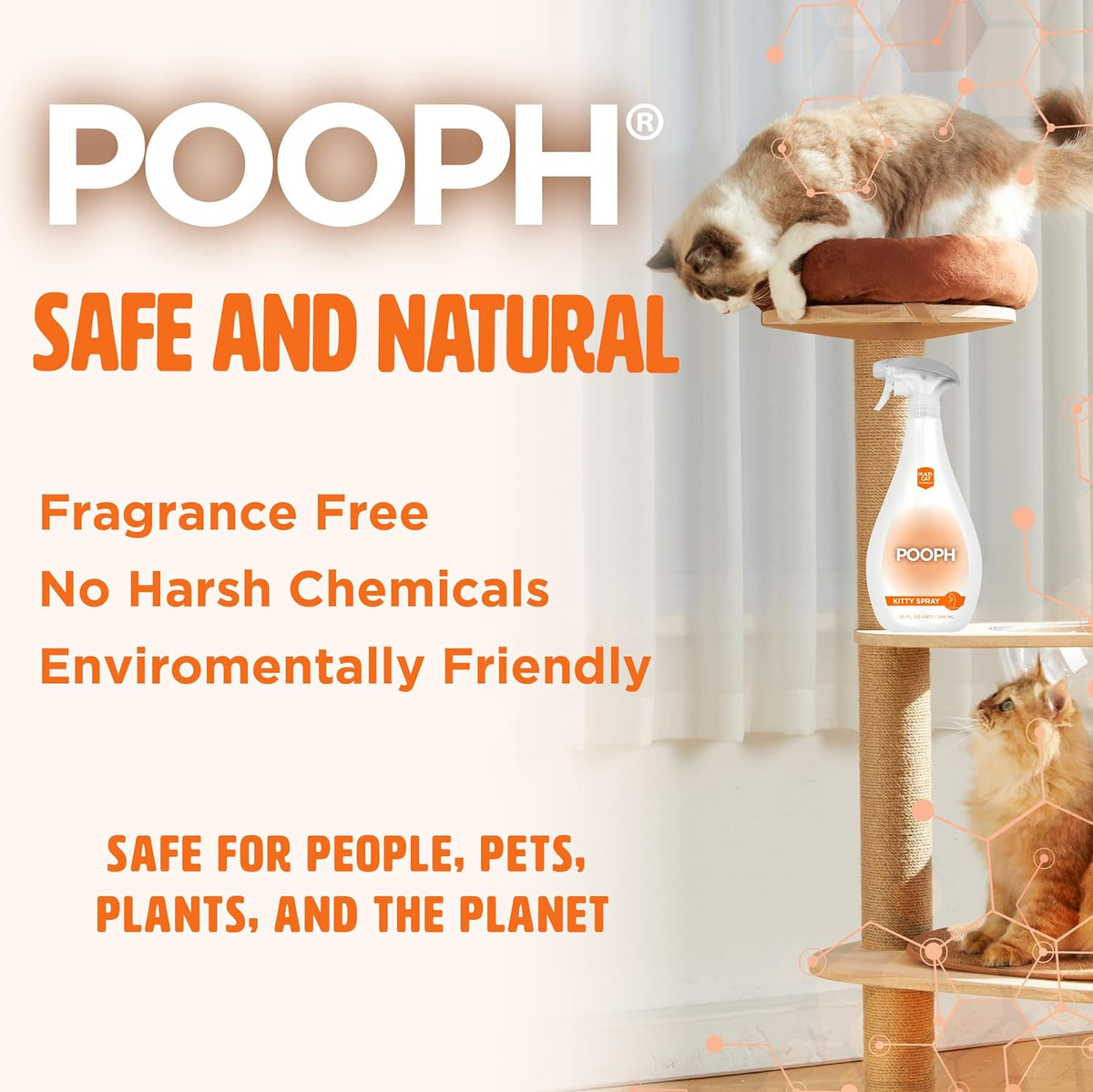 POOPH Kitty Spray - Odor Eliminator, 32oz - Dismantles Odors on a Molecular Basis, Cats, Freshener