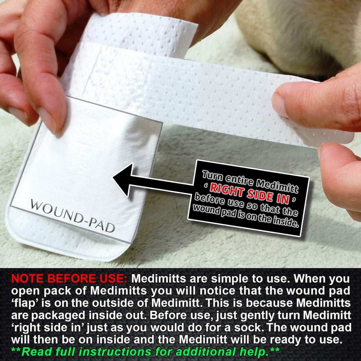 Medimitt Paw Bandages for Dogs, Cats and Pets – Stretchy Medical Booties, First Aid for Paws – Non