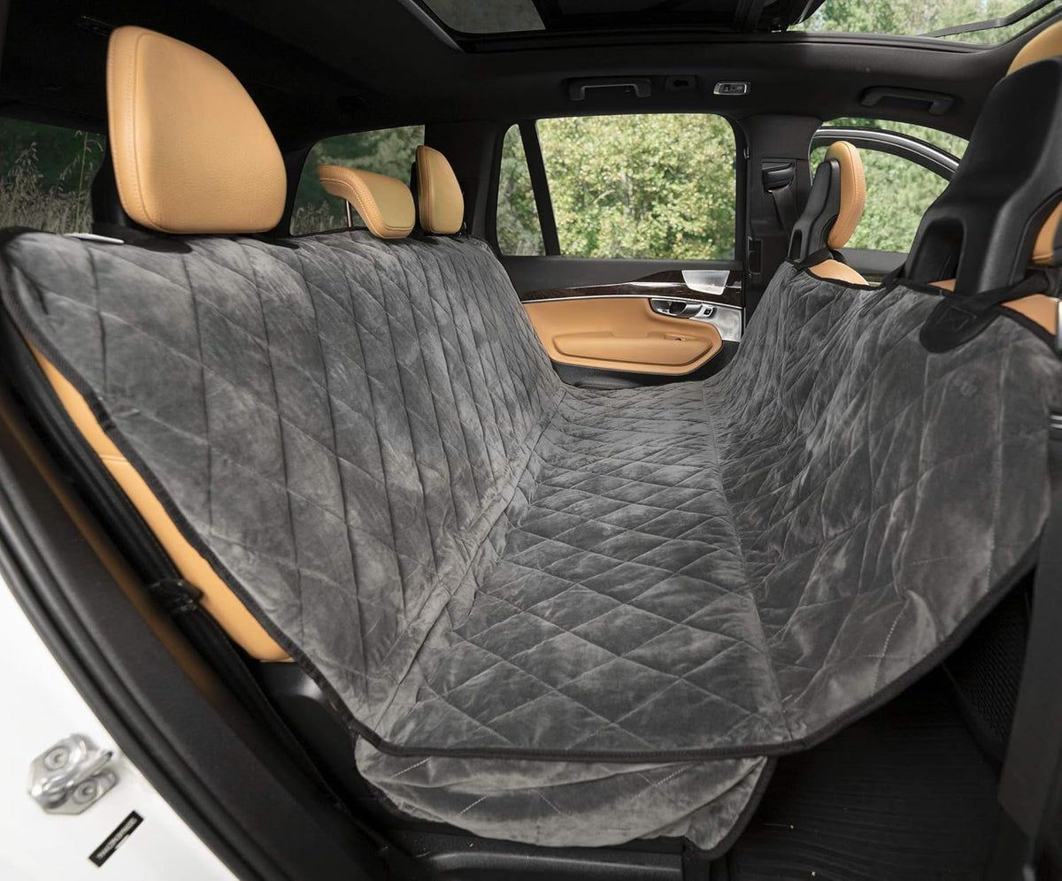 Plush Paws Products Velvet Rear Car Seat Protector w/Hammock | Washable & Waterproof Back Seat Dog