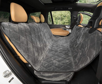 Plush Paws Products Velvet Rear Car Seat Protector w/Hammock | Washable & Waterproof Back Seat Dog