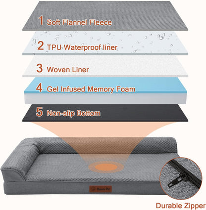 Orthopedic Dog Bed, 3 Inch Memory Foam Dog Beds for Large Dogs, Washable Removable Cover, Nonskid