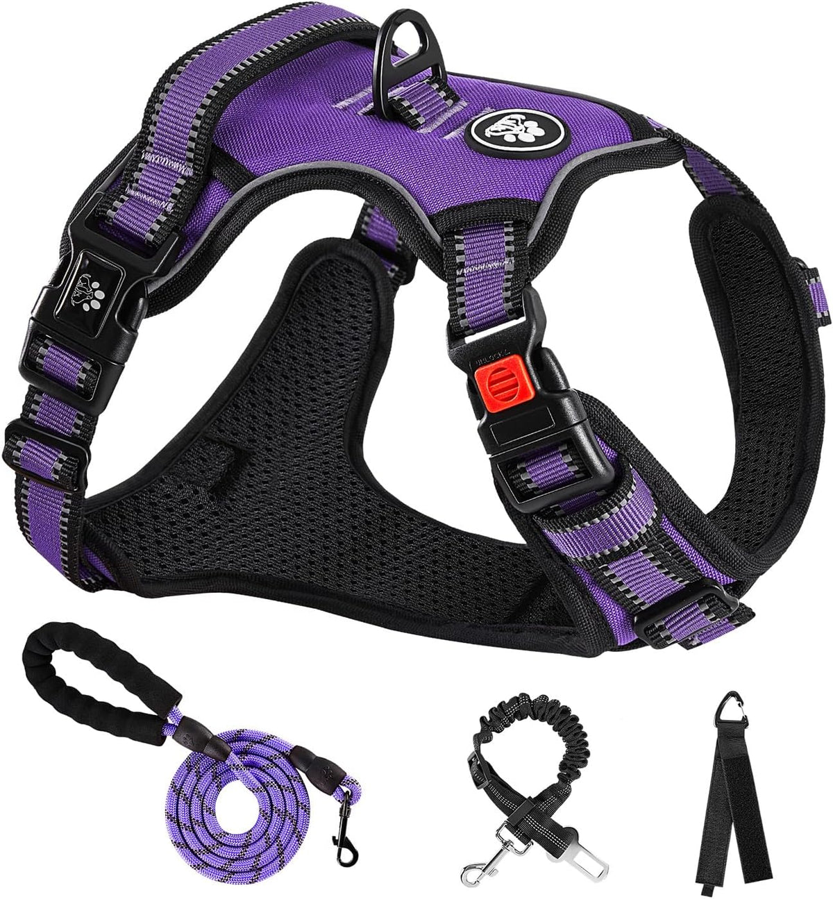 NESTROAD No Pull Dog Harness,Adjustable Oxford Dog Vest Harness with Leash,Reflective No-Choke Pet