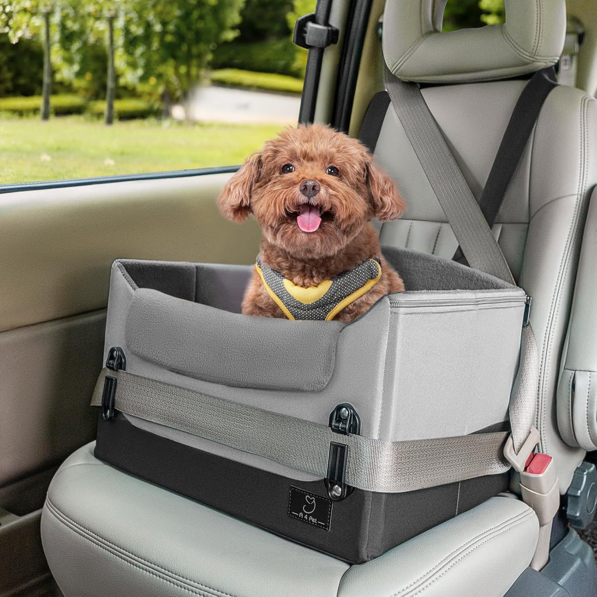 A4Pet Dog Car Seats for Small Dogs, Booster Car Seat with Patent Buckles & Clip-On Safety Leash